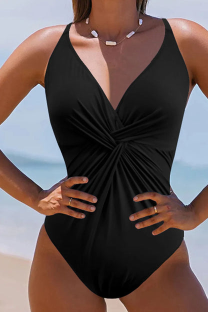 Twisted Crisscross V-Neck One-Piece Swimwear by Trendsi