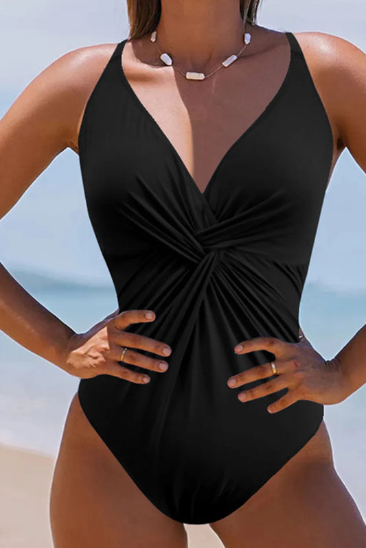 Twisted Crisscross V-Neck One-Piece Swimwear by Trendsi