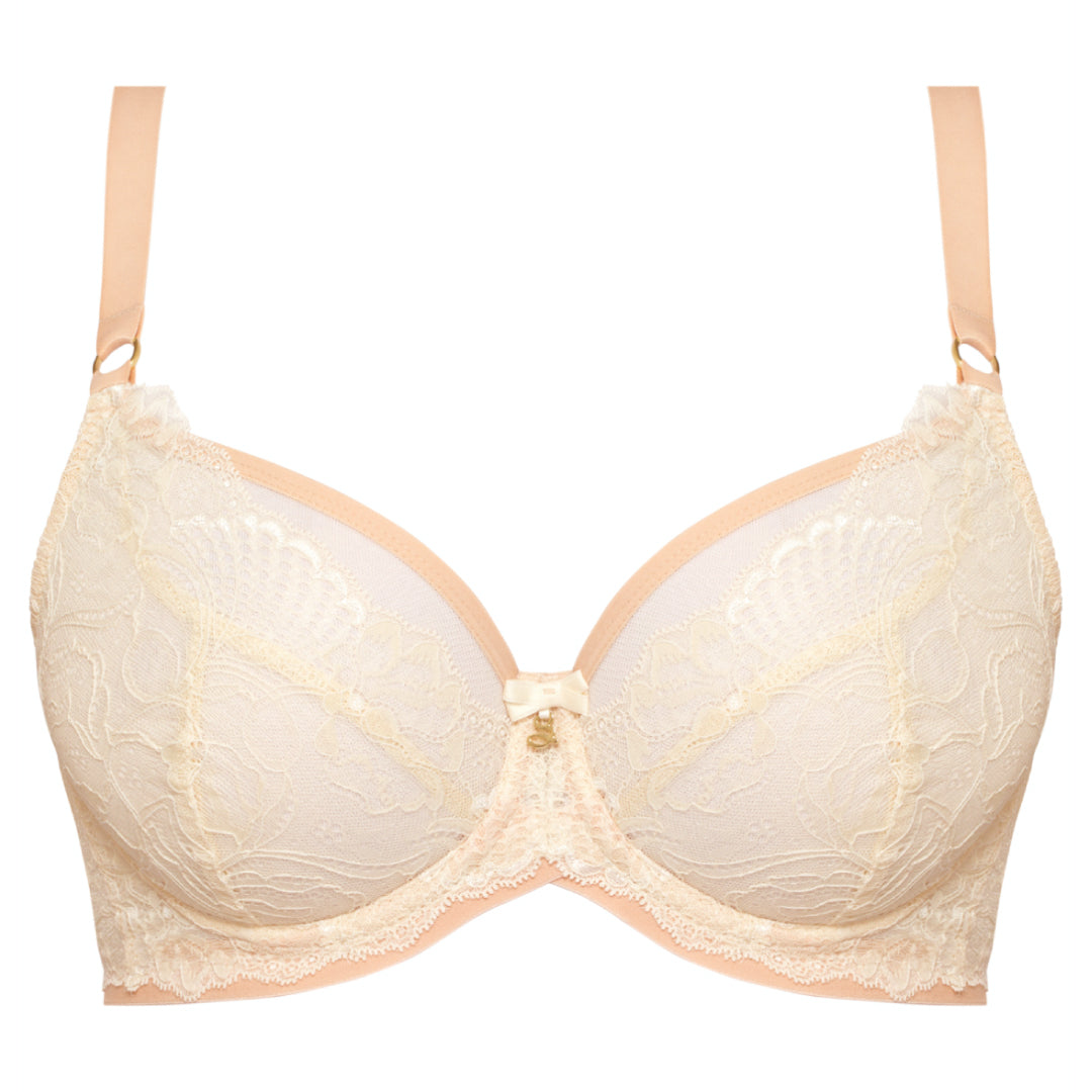 Samanta Anabelle Biscuit Sheer Mesh Full Figure Bra