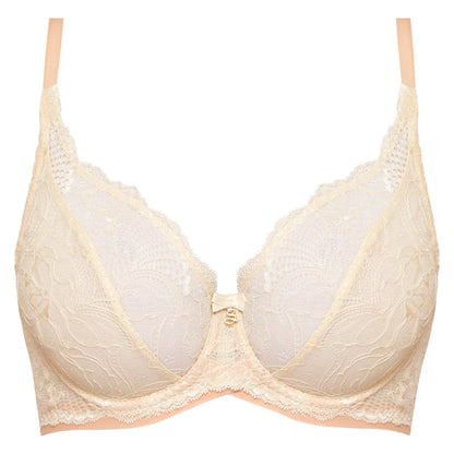 Samanta Anabelle Biscuit Sheer Lace Plunge Underwire Bra