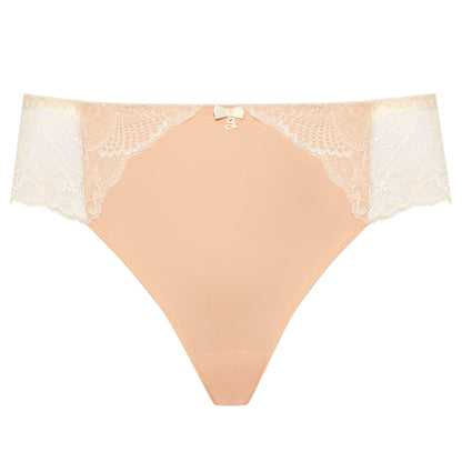Samanta Anabelle Biscuit Sheer Mesh Tulle Embroidered Brief Panty
