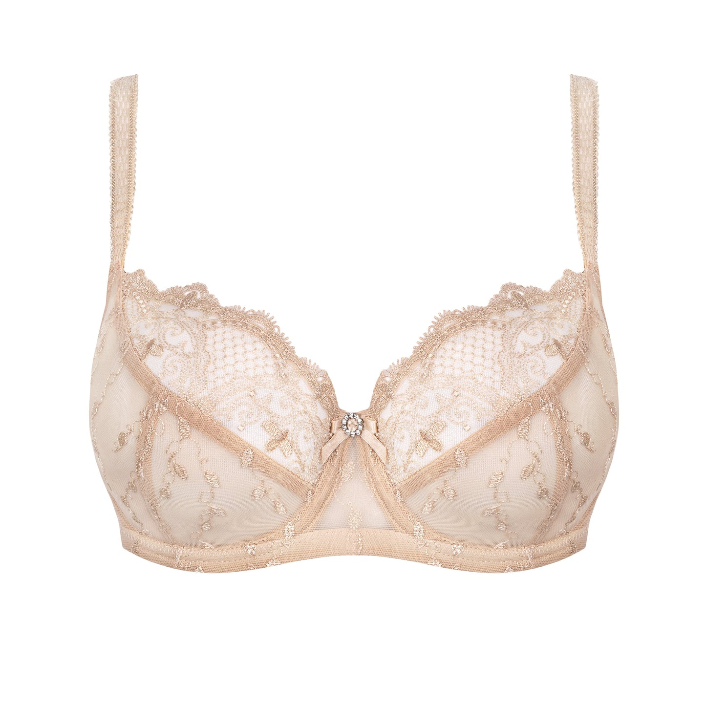 Sheer Lace Full Figure Bra Aurora Beige