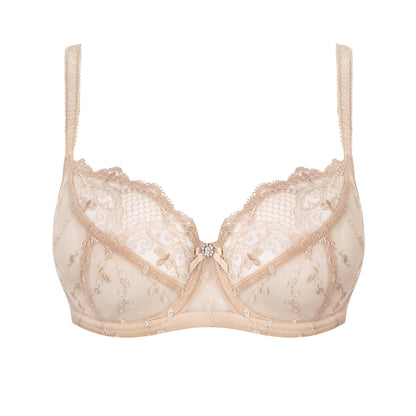 Sheer Lace Full Figure Bra Aurora Beige