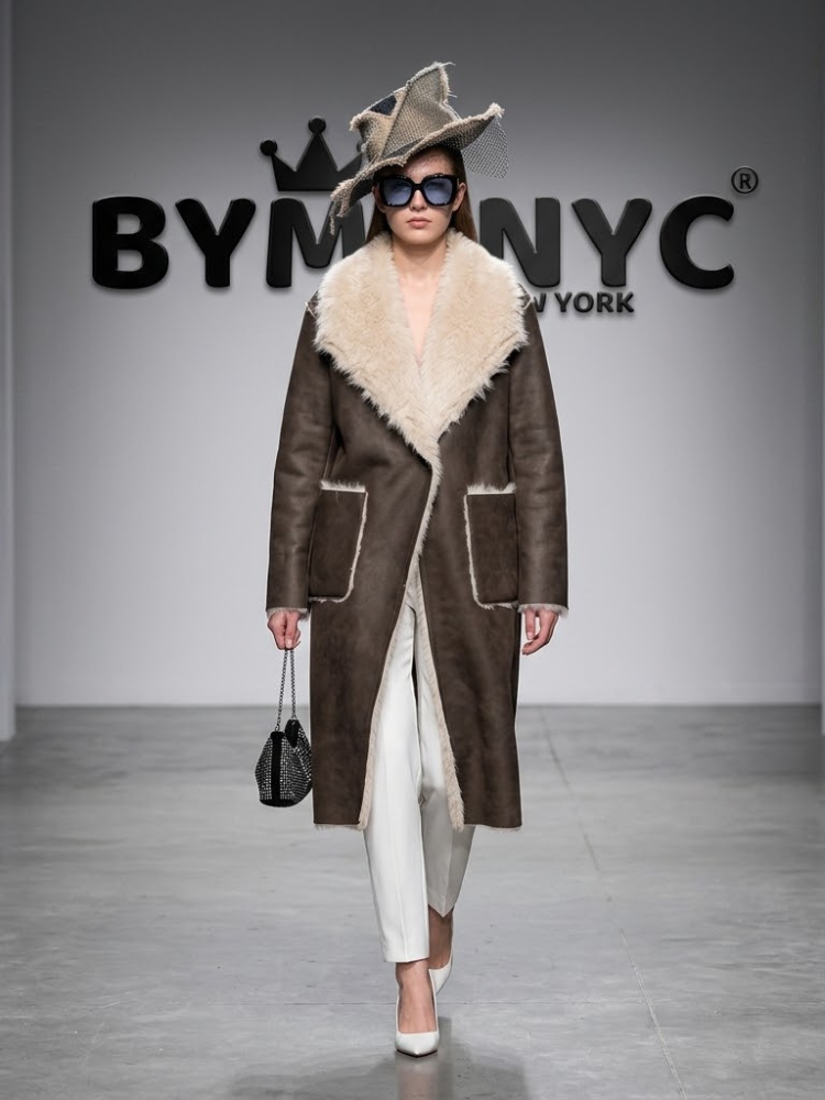 Espresso Stroll Faux-Shearling Long Coat