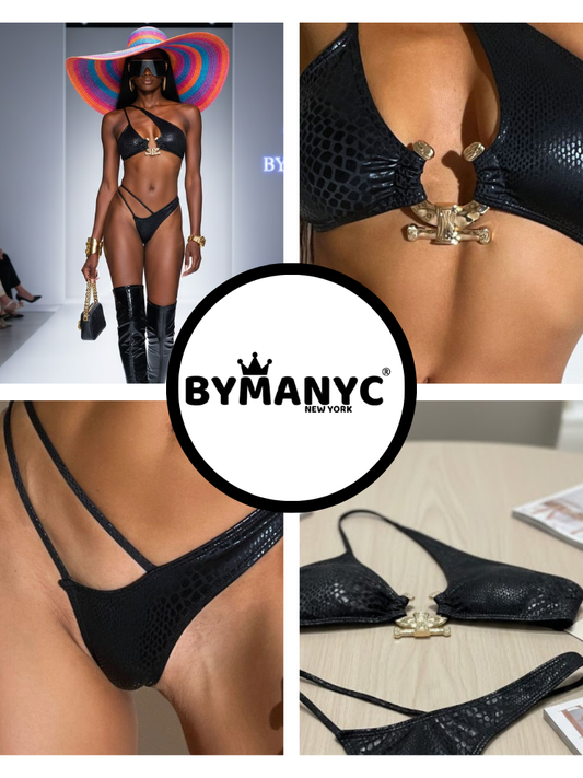 Nerissa Arc Asymmetric Bikini – Black