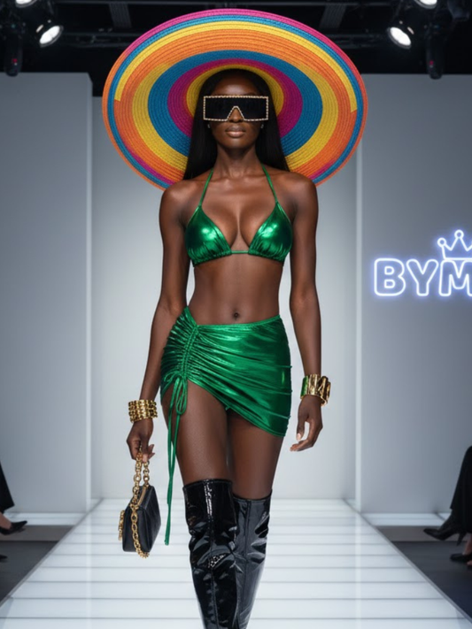 Viridia Shine Metallic Triangle Bikini – Green