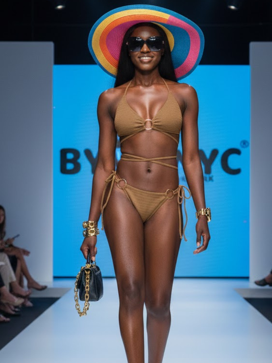 Bronte Trace Ring-Detail Wrap Bikini – Coffee