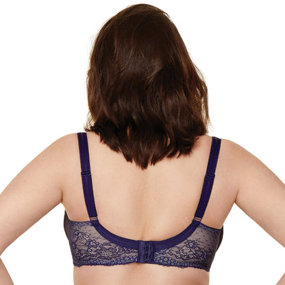 Gorteks Scarlet Navy Blue Semi Sheer Half Padded Bra