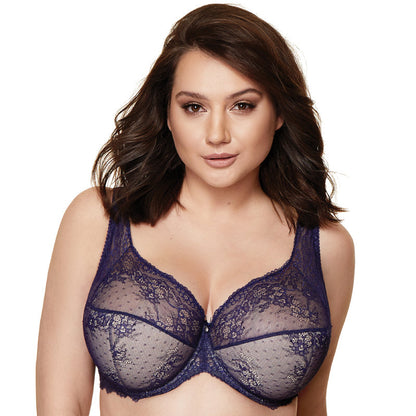 Gorteks Scarlet Navy Blue Semi Sheer Half Padded Bra