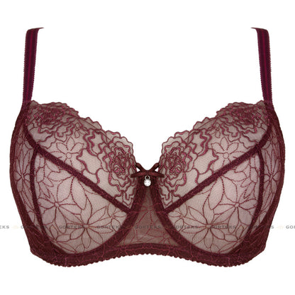 Sheer Mesh Balconette Bra Pamela Aubergine-4