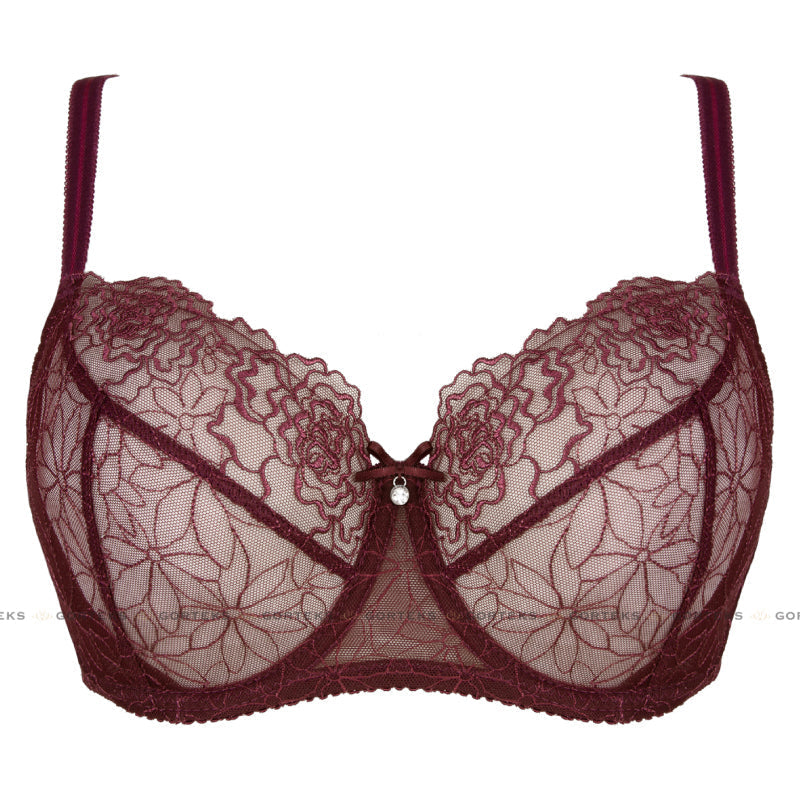 Gorteks Pamela Aubergine Sheer Mesh Balconette Bra