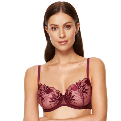Transparent Demi Underwire Bra Gorteks Coco Burgundy by Gorteks Lingerie