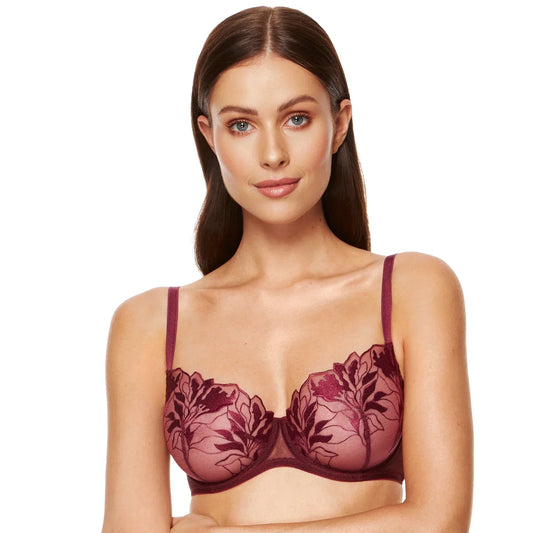 Gorteks Coco Burgundy Transparent Demi Underwire Bra