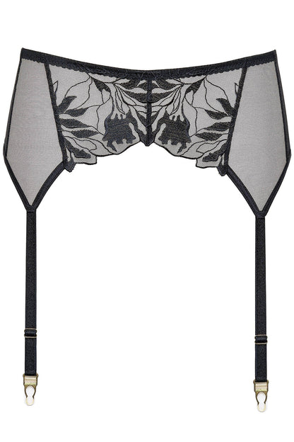 Gorteks Coco Black High Waist Mesh Garter Belt