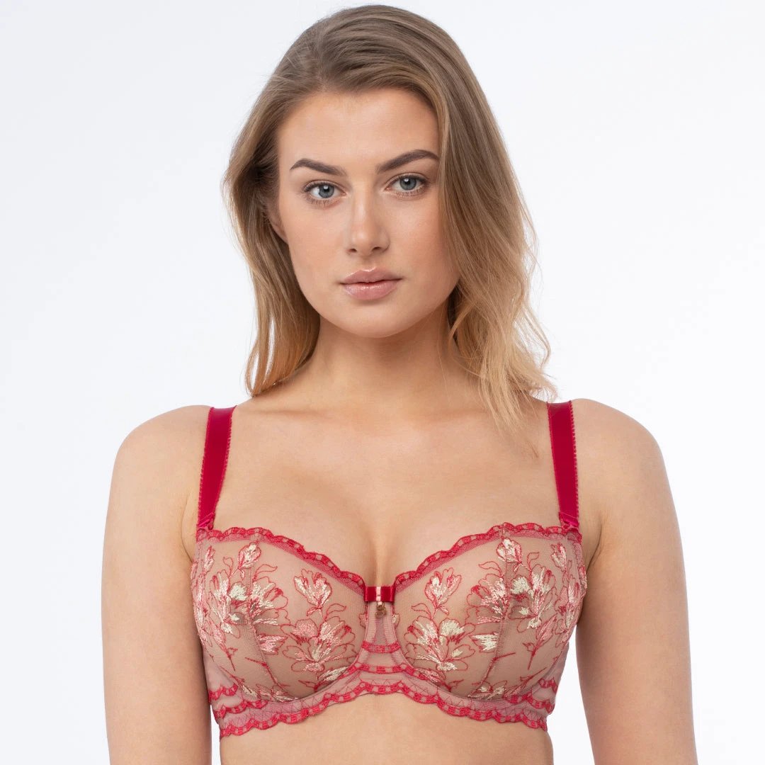 Sheer Mesh Embroidered Balconette Bra Daniela by Samanta Lingerie