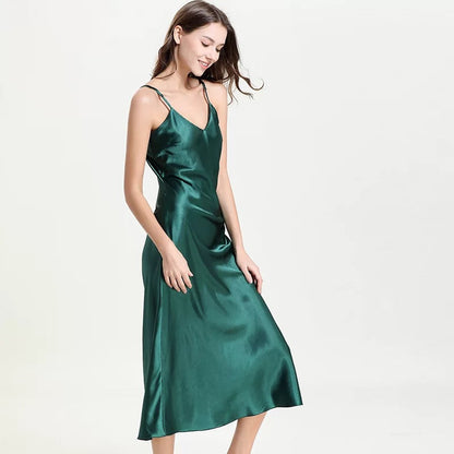 Lucina Evening Tea-Length Satin Nightdress