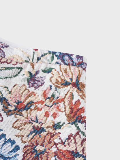 Brocade Midi Skirt-Cream Floral by SOLEI