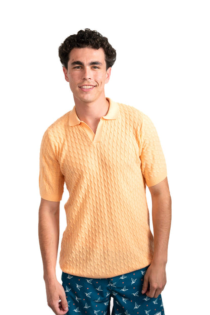 Cashmere Feel Polo Shirt | Orange Creme