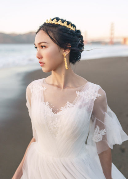 Meadow Vow Lace-Applique Tulle Bridal Dress