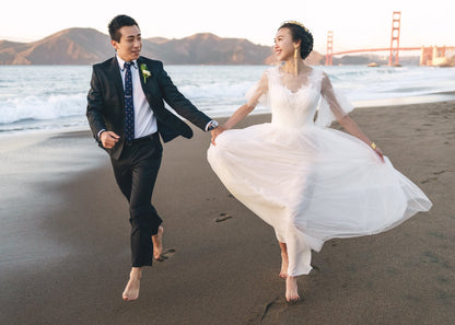 Meadow Vow Lace-Applique Tulle Bridal Dress