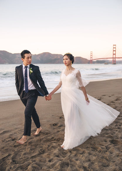 Meadow Vow Lace-Applique Tulle Bridal Dress
