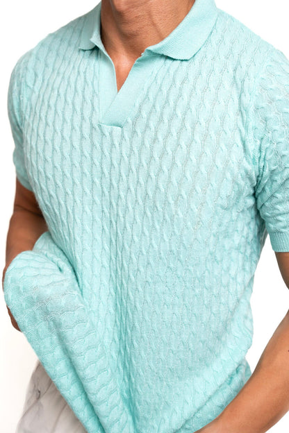 Cashmere Feel Polo Shirt | Sky Blue