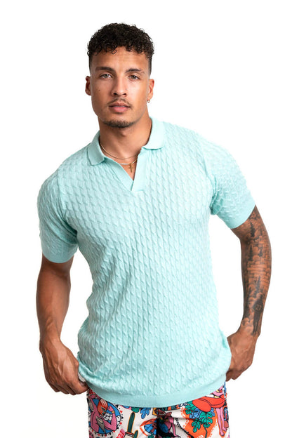Cashmere Feel Polo Shirt | Sky Blue