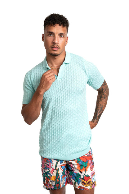 Cashmere Feel Polo Shirt | Sky Blue