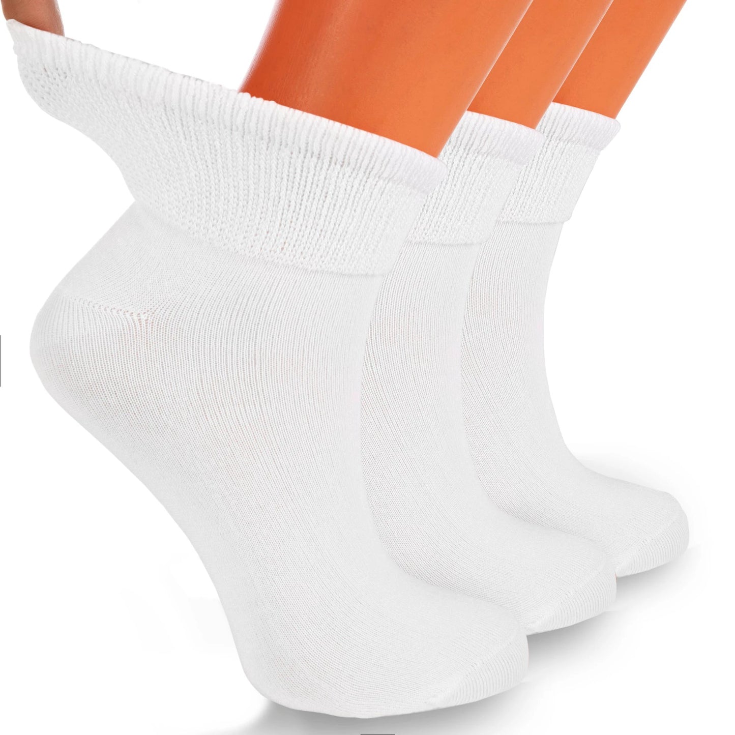 Diabetic Ankle Socks 3 Pairs Moisture-Wicking Cotton Breathable Seamless Toe by AWS/American Made