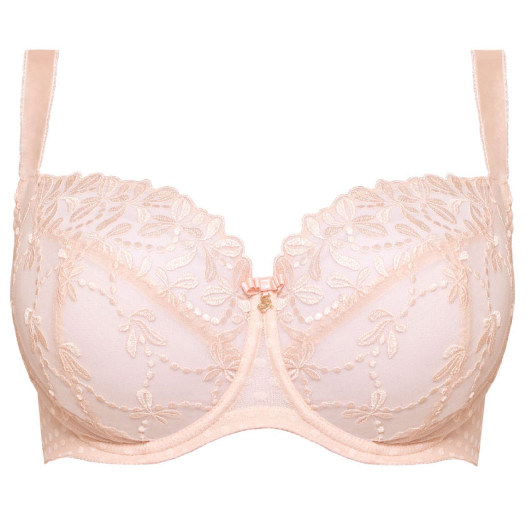 Samanta Donna Powder Rose Sheer Mesh 3-Part Full Cup Bra