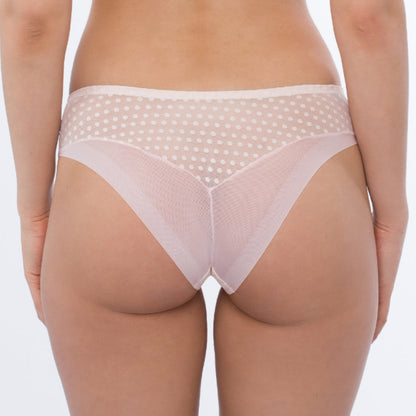 Samanta Donna Powder Rose Sheer Mesh Tulle Embroidered Tanga Panty