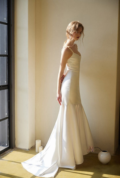 Seraphine Vow Beaded Satin Mermaid Wedding Dress