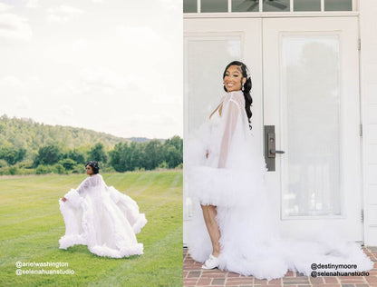 Alouette Drift Ruffle-Sleeve Tulle Robe