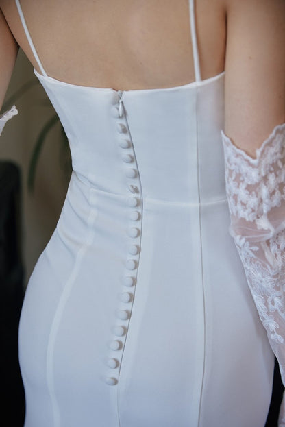 Selene Vow Spaghetti-Strap Satin Wedding Gown
