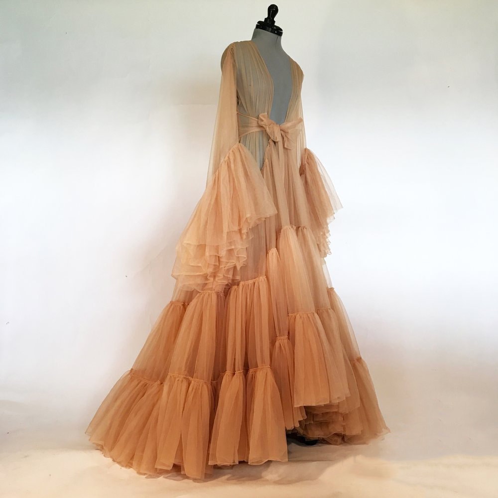 Odessa Ruffle Layered Tulle Long Robe