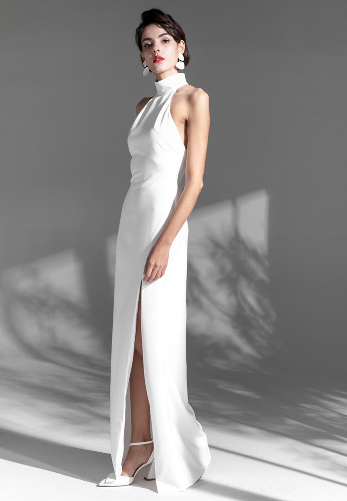 Seraphine Vow Halter Slit Satin Wedding Dress