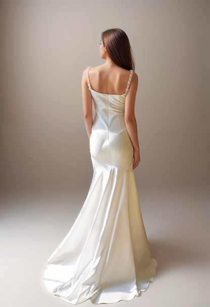 Seraphine Vow Beaded Satin Mermaid Wedding Dress