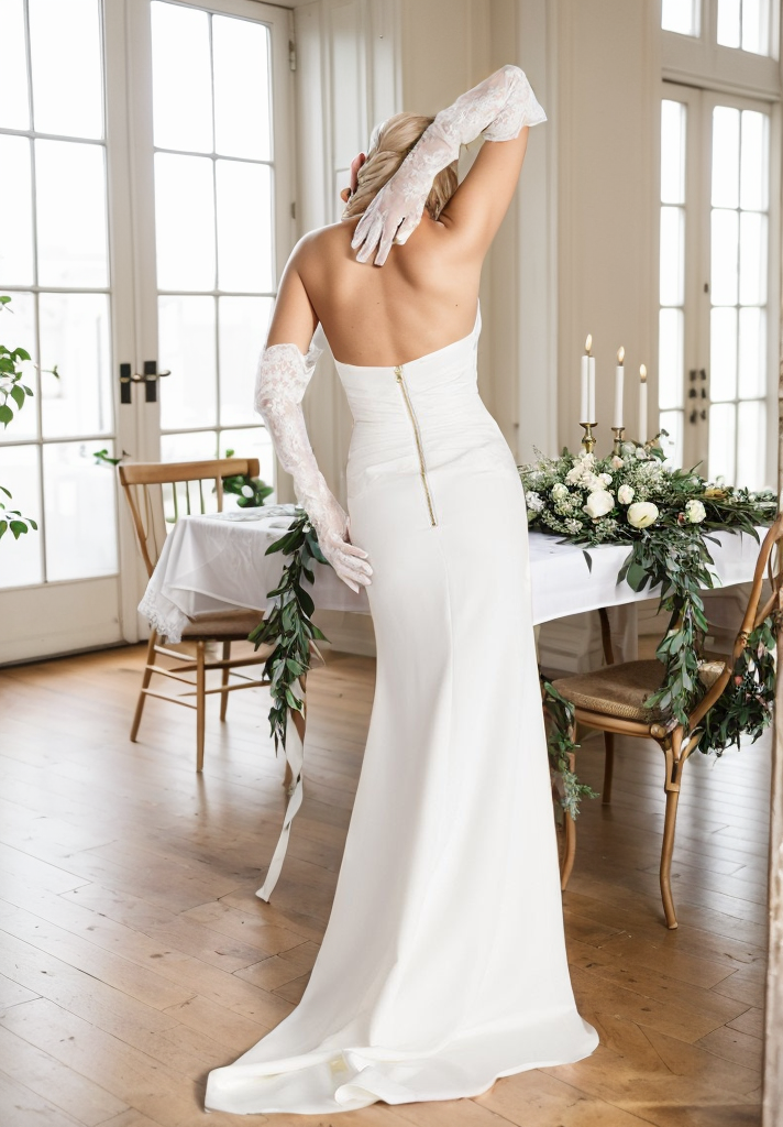 Aveline Ceremony Strapless Button-Detail Wedding Gown