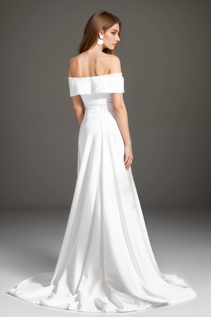 Rosamund Vow Off-Shoulder Satin Wedding Gown