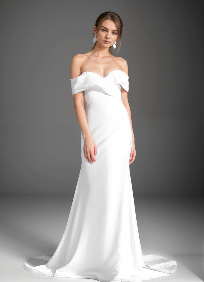 Rosamund Vow Off-Shoulder Satin Wedding Gown