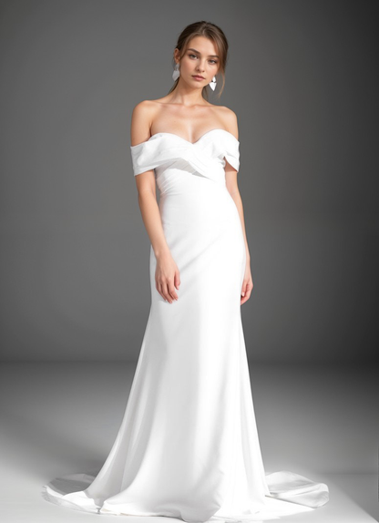Rosamund Vow Off-Shoulder Satin Wedding Gown