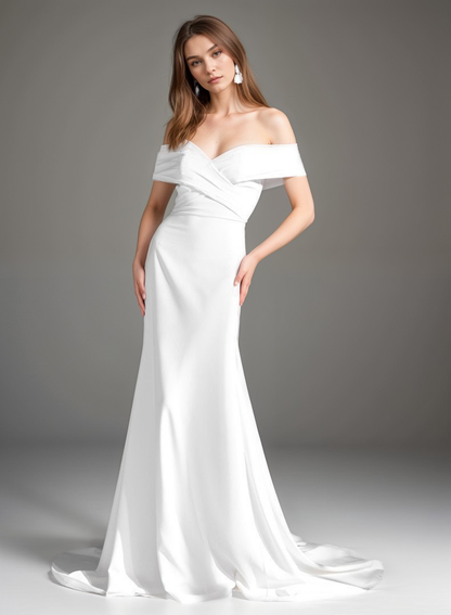 Rosamund Vow Off-Shoulder Satin Wedding Gown