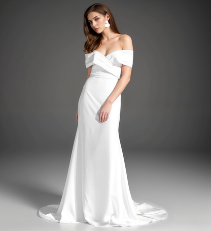 Rosamund Vow Off-Shoulder Satin Wedding Gown