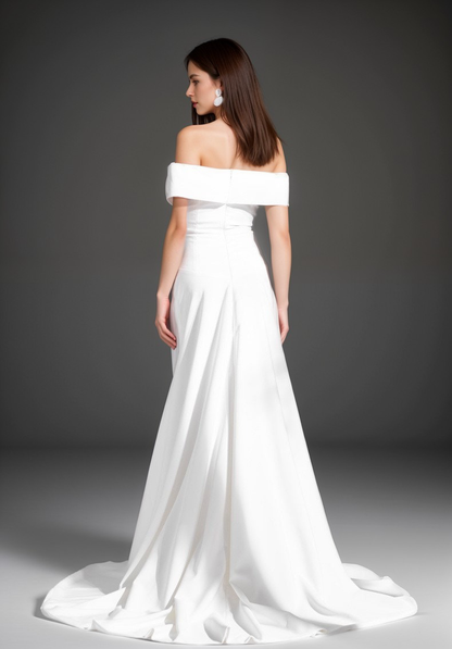 Rosamund Vow Off-Shoulder Satin Wedding Gown