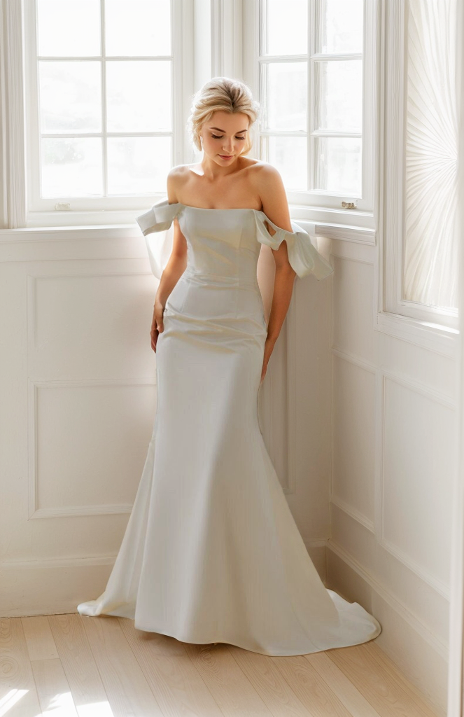Leonora Vow Off-Shoulder Fit-and-Flare Wedding Dress