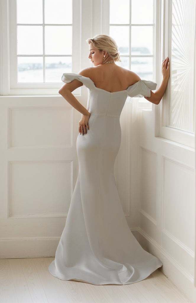 Leonora Vow Off-Shoulder Fit-and-Flare Wedding Dress