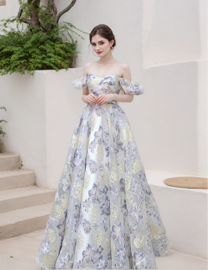 Arielle Gilt Floral Off-Shoulder Ball Gown