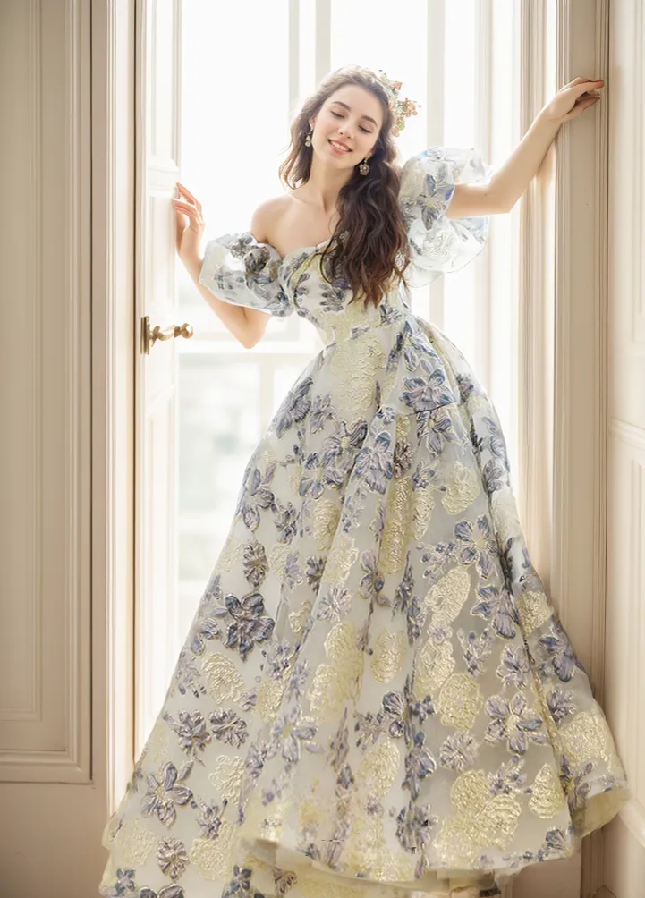Arielle Gilt Floral Off-Shoulder Ball Gown