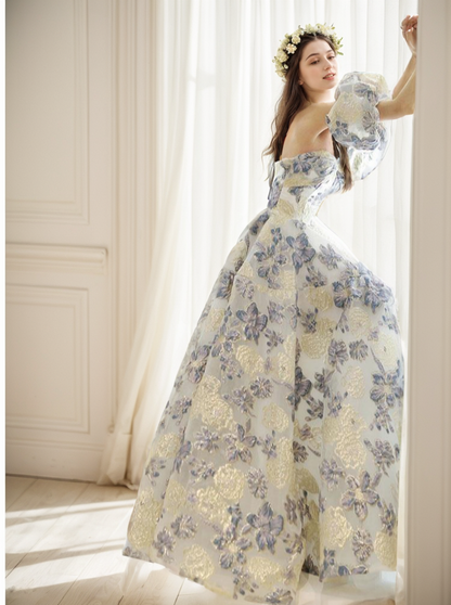 Arielle Gilt Floral Off-Shoulder Ball Gown