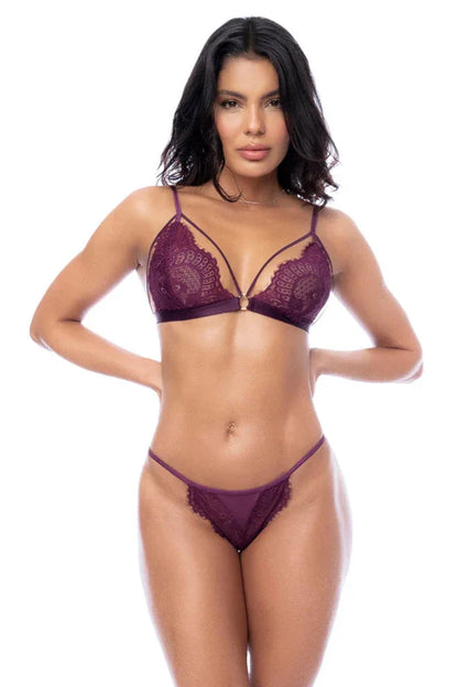 Eyelash Lace Bralette & String Thong Panty Mapale Bella by Mapale Lingerie